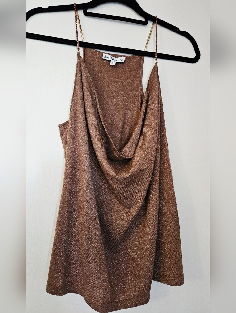 Sexy Sam Edelman Shimmer Bronze Knit Cami Top, Amethyst Stone Straps, XL, 14-16